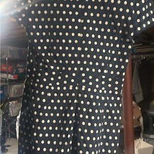 Banana Republic Black and Cream Polka Dot Dress